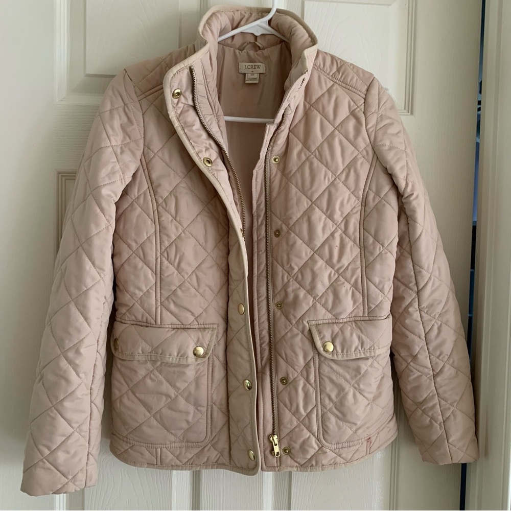 J. Crew tan quilted zip up jacket size xxs